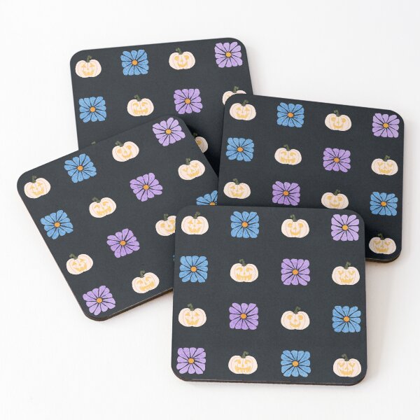 Item preview, White Carved Pumpkins and Wavy Retro Florals Grid Pattern designed and sold by GenAumonier.