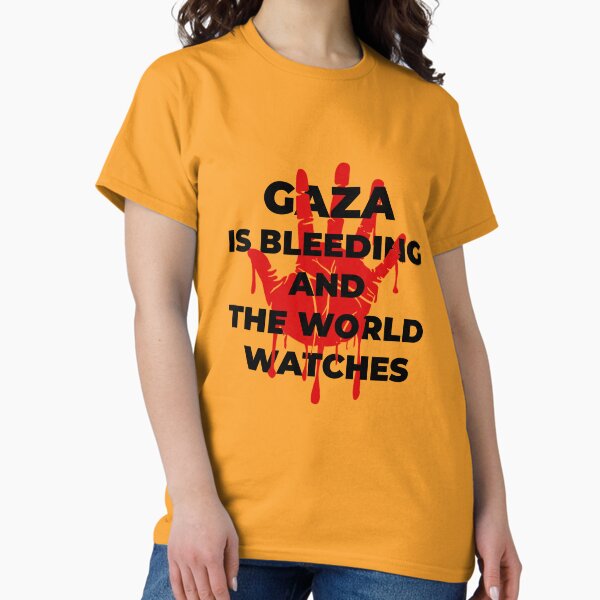 Artikel-Vorschau von Gaza blutet – und die Welt schaut zu, designt und verkauft von Tee-Show.