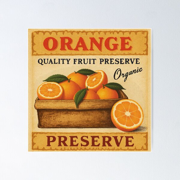 Item preview, Retro Orange Fruit Sticker Label designed and sold by Wordsmith-Wear.
