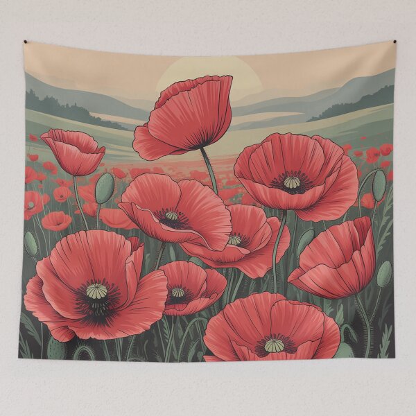 Item preview, "red poppies surrealism". designed and sold by Lilashakti ⭐️ ⭐️ ⭐️ ⭐️ ⭐️.
