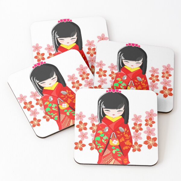Item preview, Kokeshi Doll and Sakura Flowers designed and sold by urrin DESIGN.