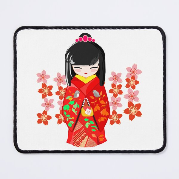 Item preview, Kokeshi Doll and Sakura Flowers designed and sold by urrin DESIGN.
