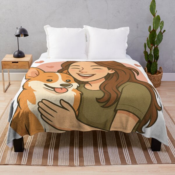Item preview, Royal Companions: Woman & Pembroke Welsh Corgi Cartoon designed and sold by GoodyPaws.