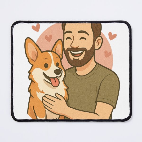 Item preview, Loyal & Low: Man & Pembroke Welsh Corgi Cartoon designed and sold by GoodyPaws.