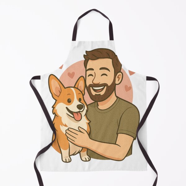 Item preview, Loyal & Low: Man & Pembroke Welsh Corgi Cartoon designed and sold by GoodyPaws.