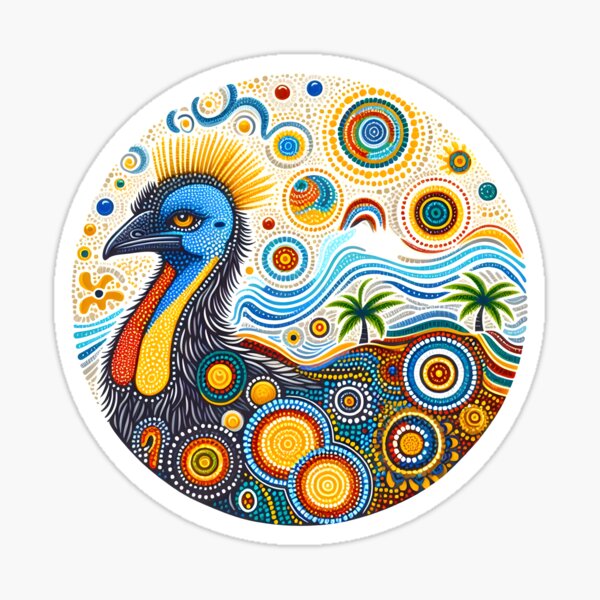 Item preview, Vibrant Colourful Cassowary Bird - By heidiannemorris © designed and sold by FOLK ART FUSION by heidiannemorris.