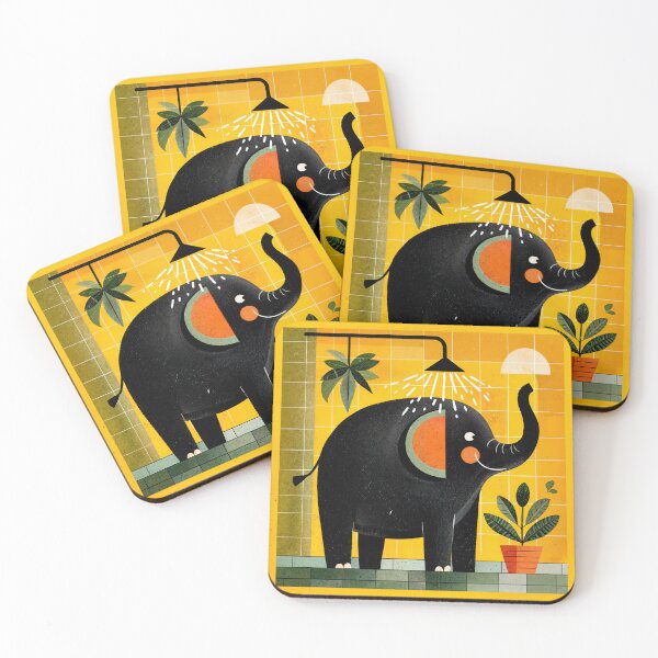 Item preview, Tropical Bliss: Elephant’s Joyful Shower Moment designed and sold by ForeverPrintsOK.
