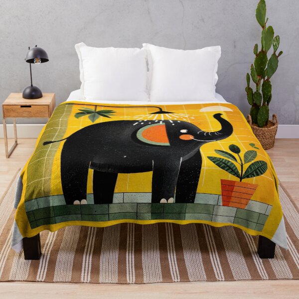 Aperçu de l'œuvre Bonheur tropical : le moment joyeux de la douche d'un éléphant créée et vendue par ForeverPrintsOK.