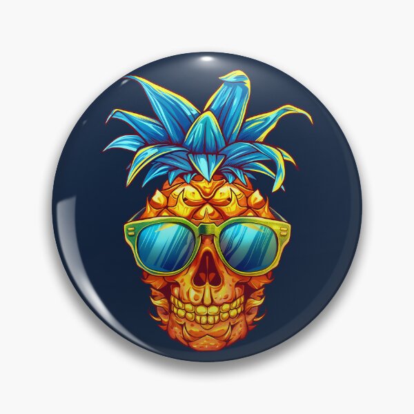 Item preview, Retro Pineapple Skull with Sunglasses - Summer Vibes Art designed and sold by Parkerzz.
