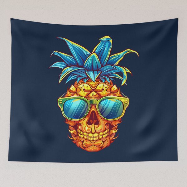 Item preview, Retro Pineapple Skull with Sunglasses - Summer Vibes Art designed and sold by Parkerzz.