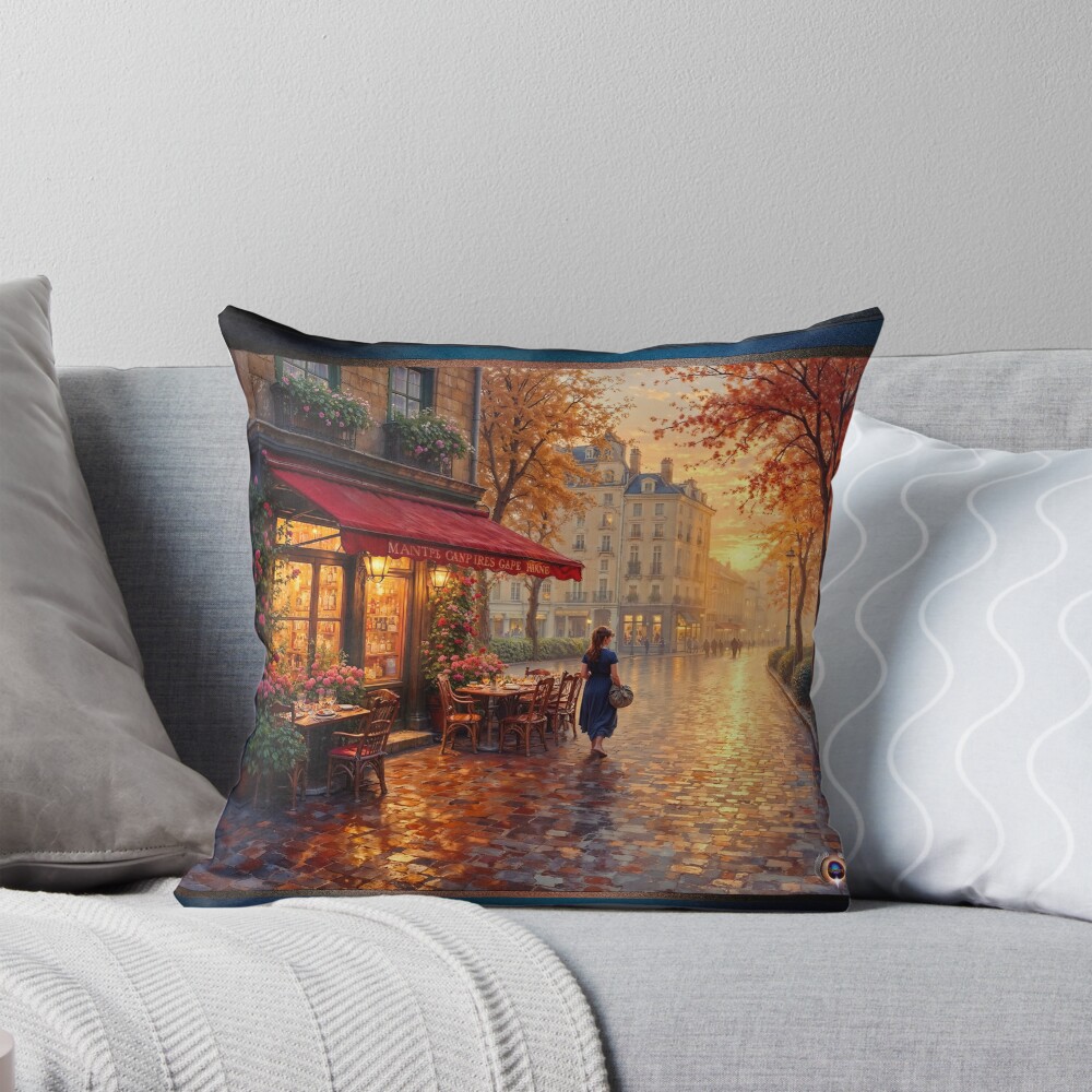 A Charming Romantic Impression Of A Parisian Autumn Evening Enchanting AI Concept Art by Xzendor7 Room Decor Poster Art Print