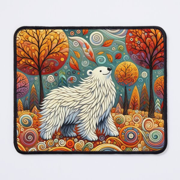 Item preview, Breezy Polar Bear in Colorful Forest - Scandinavian Folk Art by heidiannemorris © designed and sold by FOLK ART FUSION by heidiannemorris.