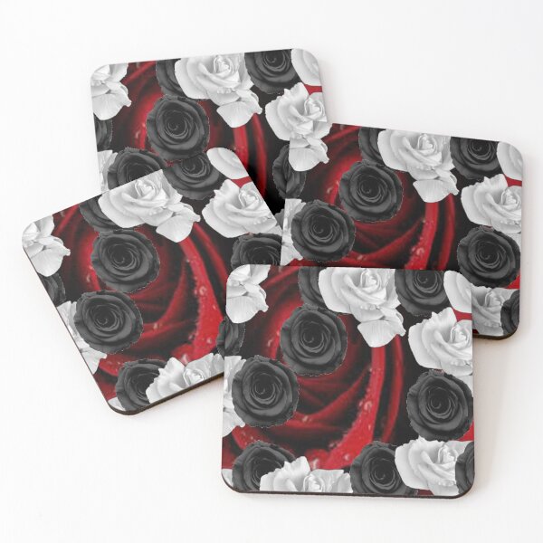 Aperçu de l'œuvre Roses noires, rouges et blanches – Décoration murale et vêtements floraux gothiques vintage créée et vendue par nigejohn.