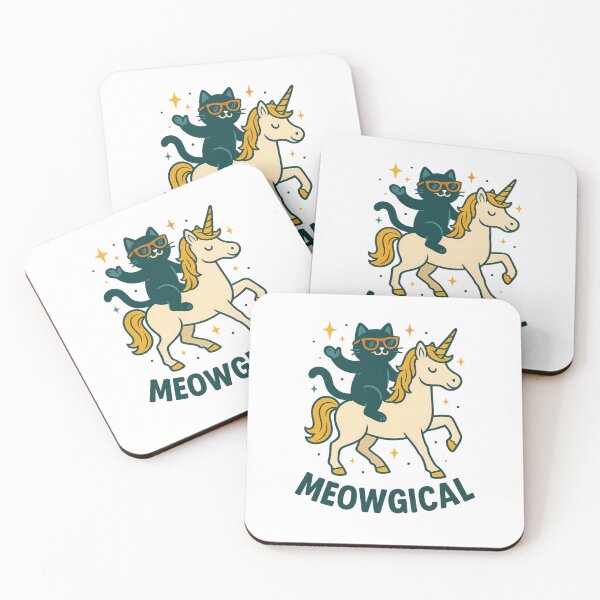 Item preview, Meowgical Retro Cat Riding Unicorn Funny  designed and sold by stylishdzign.