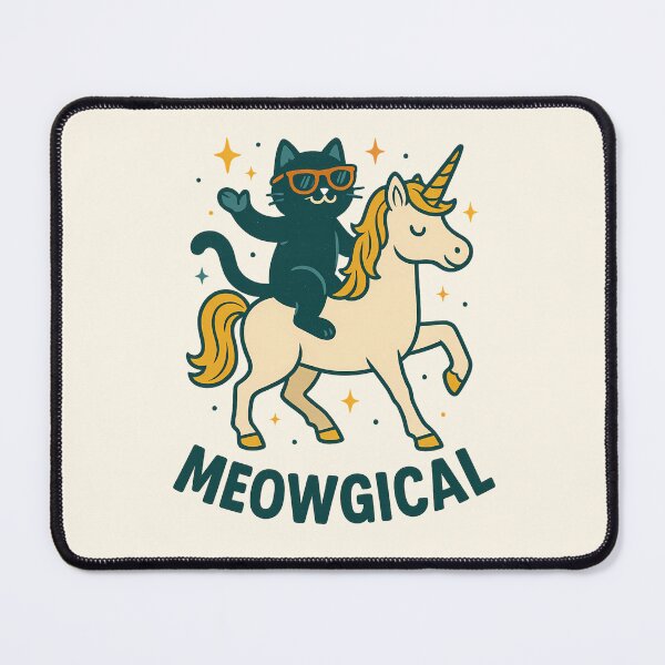 Item preview, Meowgical Retro Cat Riding Unicorn Funny designed and sold by stylishdzign.