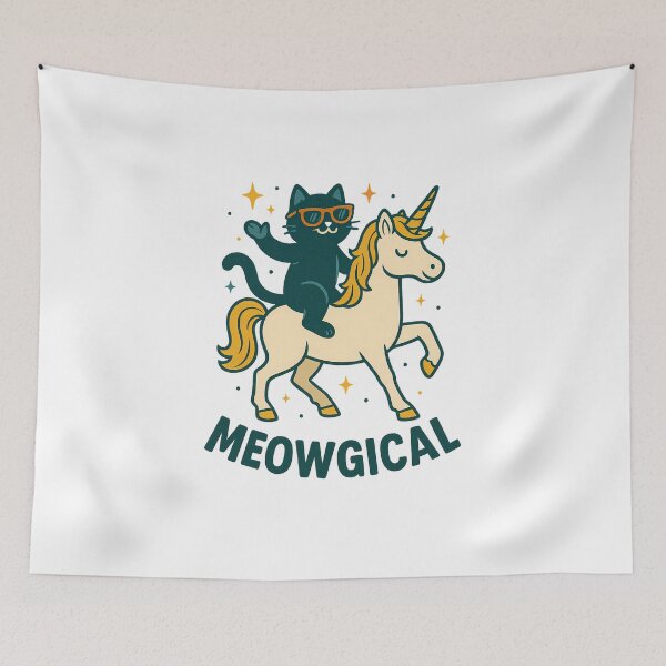 Item preview, Meowgical Retro Cat Riding Unicorn Funny  designed and sold by stylishdzign.