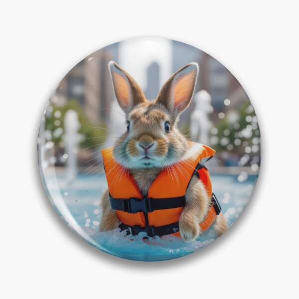 Item preview, Rabbit Wearing a Life Jacket In a City Fountain designed and sold by Maria Dryfhout.