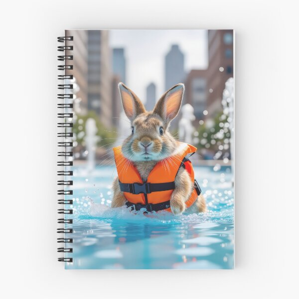 Item preview, Rabbit Wearing a Life Jacket In a City Fountain designed and sold by Maria Dryfhout.