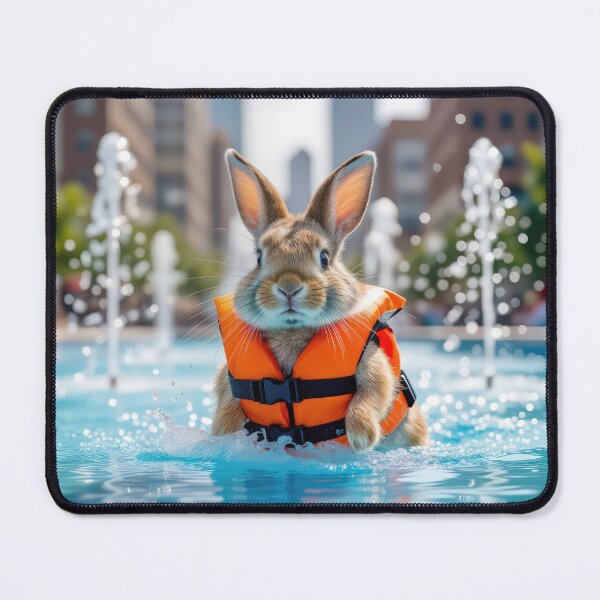 Item preview, Rabbit Wearing a Life Jacket In a City Fountain designed and sold by Maria Dryfhout.