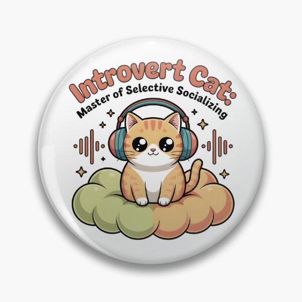 Item preview, Introvert Cat: Master of Selective Socializing – Kawaii Headphones Digital Art designed and sold by AnnDesignStudio.