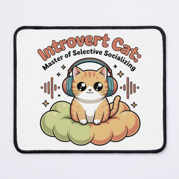 Item preview, Introvert Cat: Master of Selective Socializing – Kawaii Headphones Digital Art designed and sold by AnnDesignStudio.