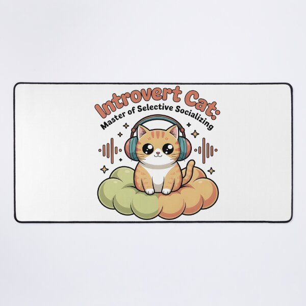 Item preview, Introvert Cat: Master of Selective Socializing – Kawaii Headphones Digital Art designed and sold by AnnDesignStudio.