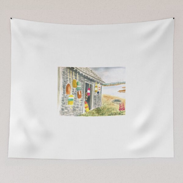 Item preview, Old Nova Scotia fishing shack with buoys.old shack. designed and sold by John MacEachern.