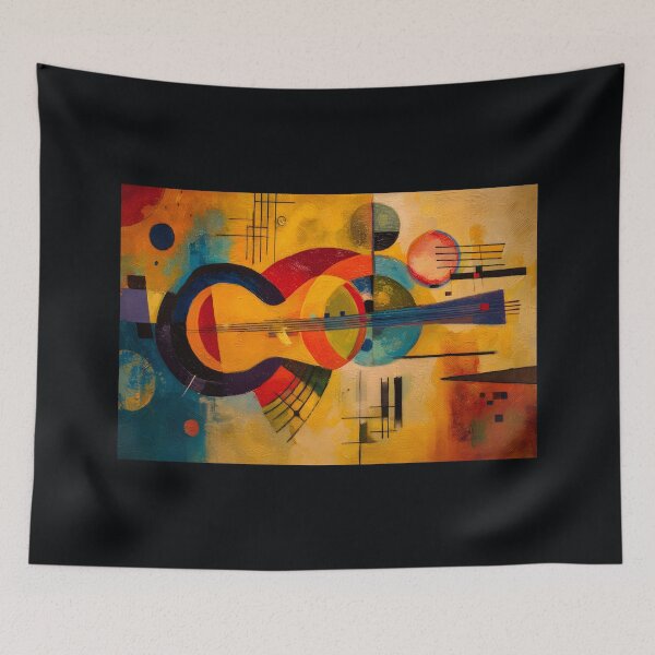 Item preview, Vibrant Abstract Guitar Composition with Bold Geometric Shapes and Dynamic Warm and Cool Contrasts designed and sold by OlfactoART Studio.