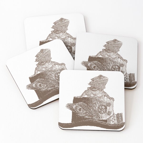 Item preview, Lino-style Bearded Dragon With Steampunk Hat designed and sold by KatsCreatures.