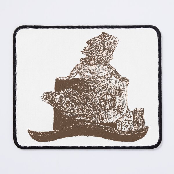 Item preview, Lino-style Bearded Dragon With Steampunk Hat designed and sold by KatsCreatures.
