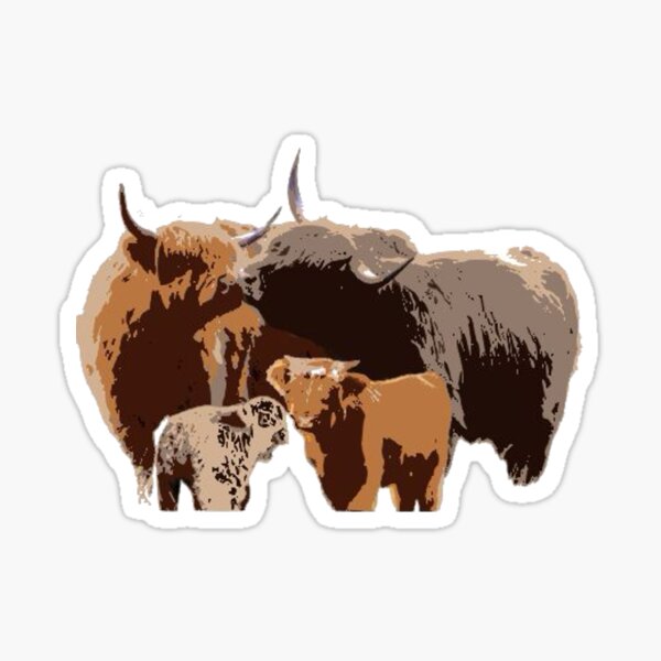 Item preview, Highland Cow Family of Four designed and sold by Mikaela Dawn.