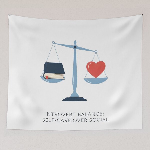Item preview, Introvert Balance Self-Care Over Social - Mental Health Scale Art designed and sold by AnnDesignStudio.