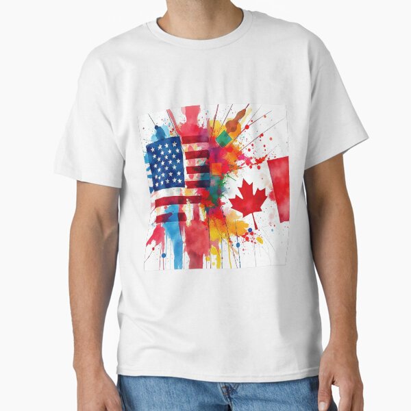 Item preview, Voisins du Nord : Fusion abstraite des drapeaux des États-Unis et du Canada designed and sold by ArtistrySky.