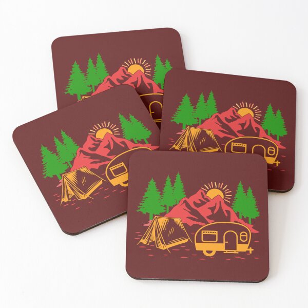 Item preview, Colourful Camping Graphic. Mountain, Pine Tree, Tent and Caravan Illustrations. designed and sold by DesignHouse07.