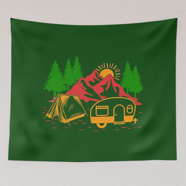 Item preview, Colourful Camping Graphic. Mountain, Pine Tree, Tent and Caravan Illustrations. designed and sold by DesignHouse07.