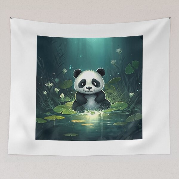 Item preview, Magical Panda on a Lily Pad designed and sold by ArtbyAdrian.