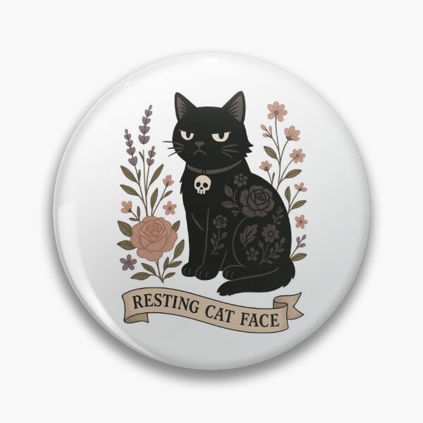 Item preview, Goth Floral Black Cat – Resting Cat Face designed and sold by Resting-CatFace.