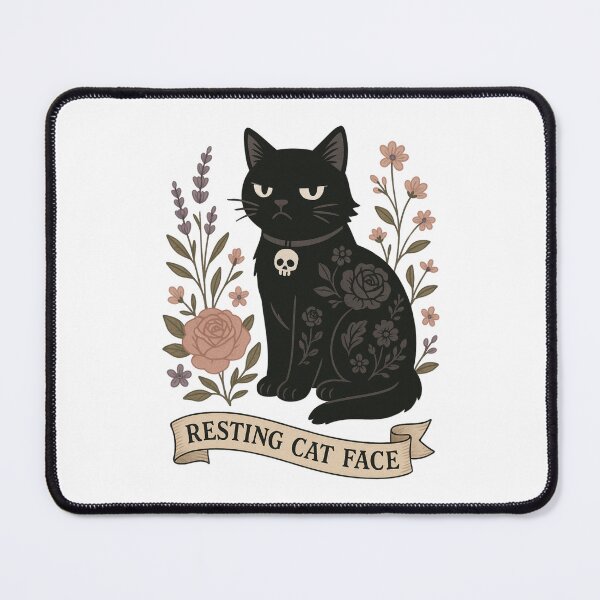 Item preview, Goth Floral Black Cat – Resting Cat Face designed and sold by Resting-CatFace.