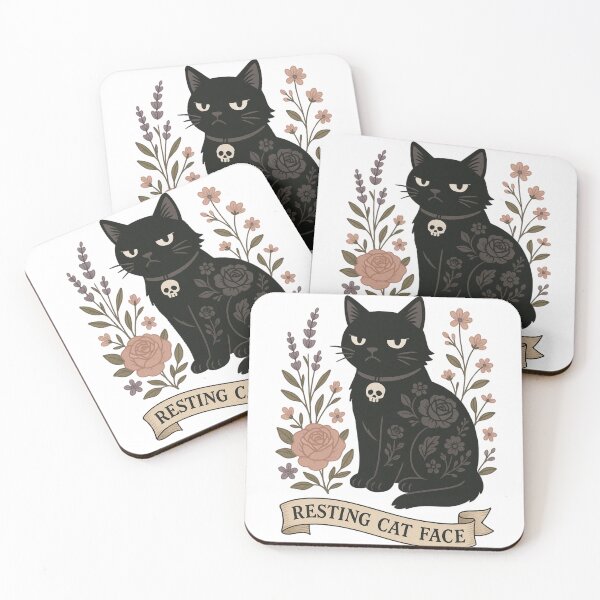 Item preview, Goth Floral Black Cat – Resting Cat Face designed and sold by Resting-CatFace.