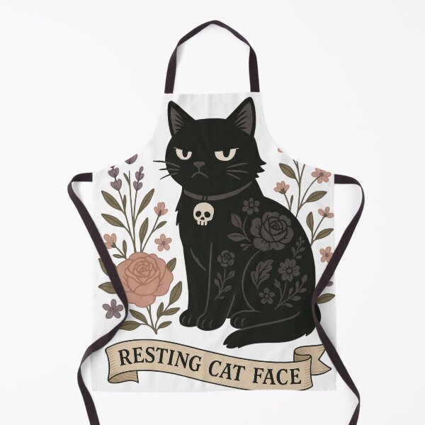Item preview, Goth Floral Black Cat – Resting Cat Face designed and sold by Resting-CatFace.