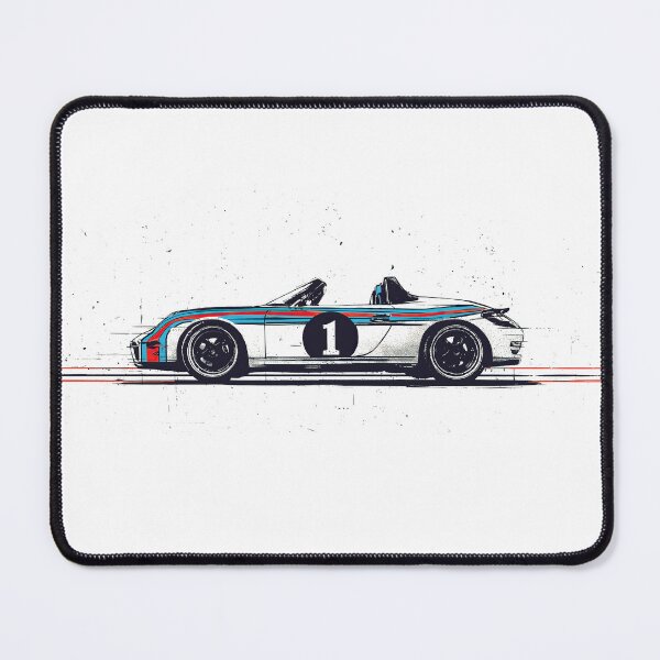 Item preview, Porsche Boxster 987 race car retro Martini Racing grunge Illustration designed and sold by blackdogshop.
