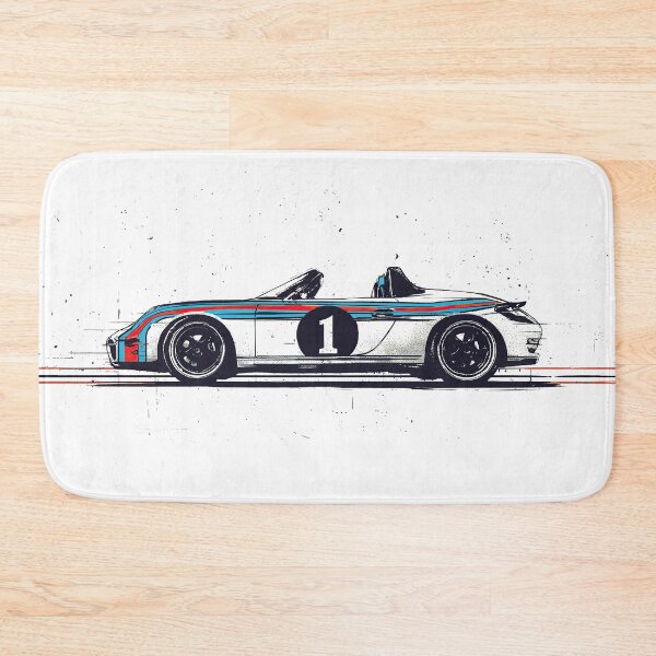 Item preview, Porsche Boxster 987 race car retro Martini Racing grunge Illustration designed and sold by blackdogshop.