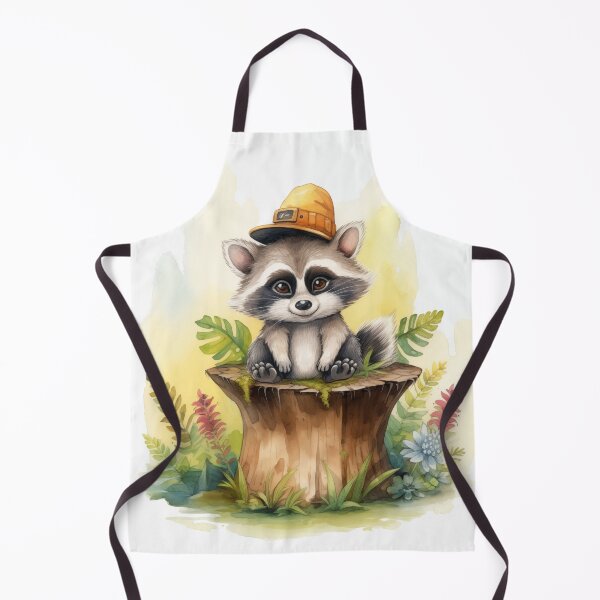 Item preview, Cute Raccoon with Sunflower Hat in Forest designed and sold by ArtbyAdrian.