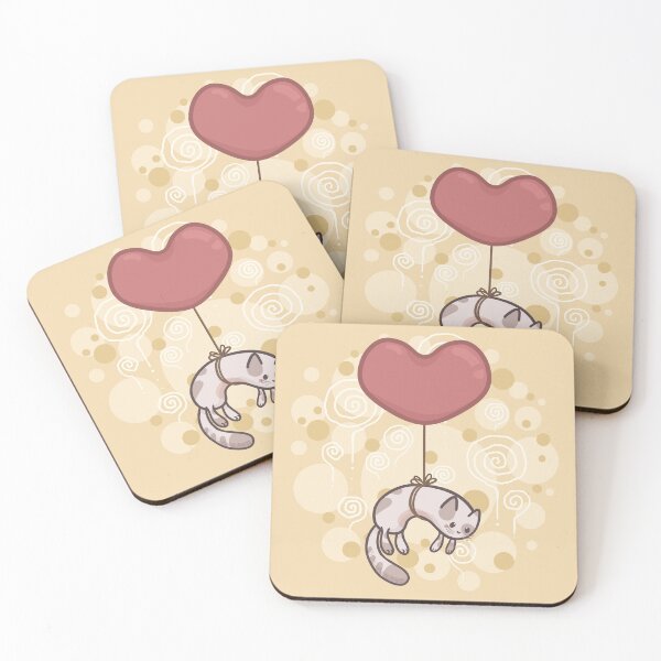 Item preview, Floating Cat with the Love Balloon designed and sold by Khotekmei.