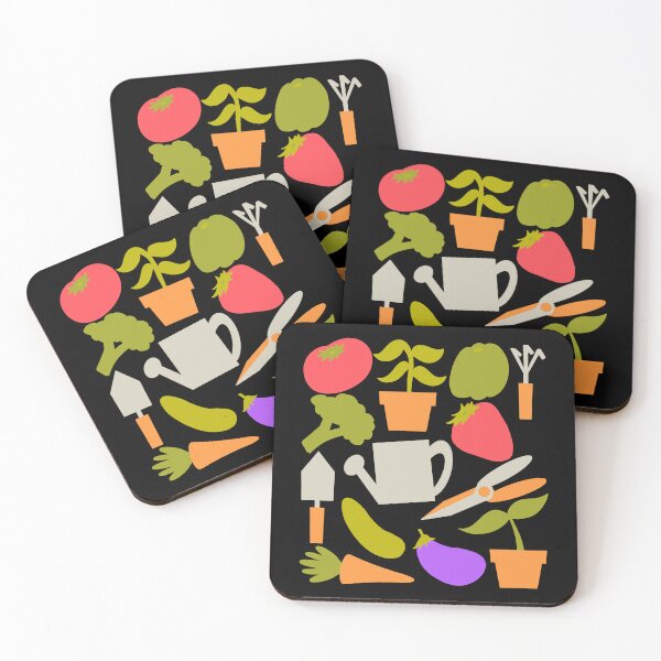 Item preview, Fun Gardening Tools And Plants With Black Background  designed and sold by missmann.