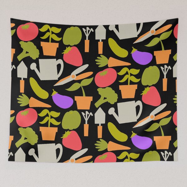 Item preview, Fun Gardening Tools And Plants With Black Background  designed and sold by missmann.