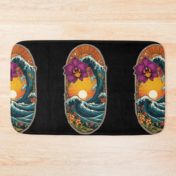 Item preview, Sunny Day Great Wave of Kanagawa with Hawaii Orchid designed and sold by NautiChic.