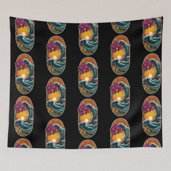 Item preview, Sunny Day Great Wave of Kanagawa with Hawaii Orchid designed and sold by NautiChic.
