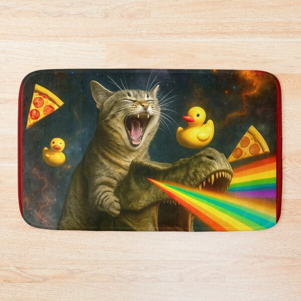 Item preview, Funny Cat riding a T-Rex in Galaxy designed and sold by DeVeauDesign.