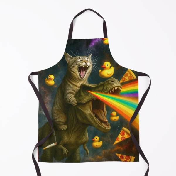 Item preview, Funny Cat riding a T-Rex in Galaxy designed and sold by DeVeauDesign.